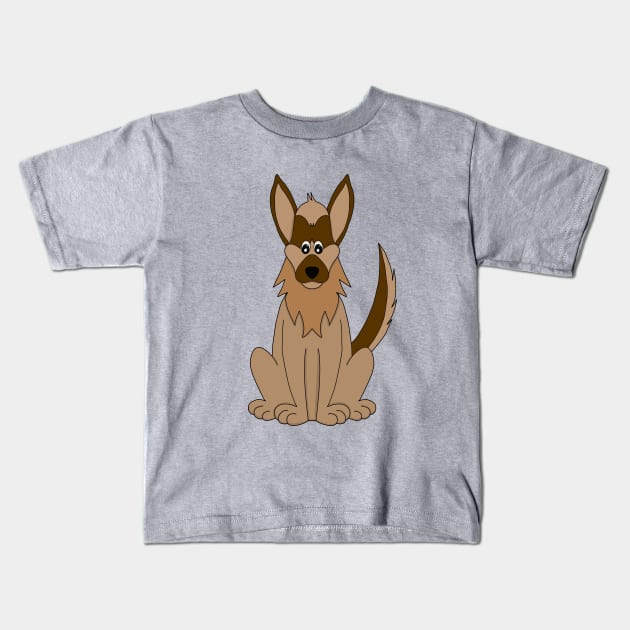 Dog Cartoon Amazing German Shepherd Kids T-Shirt by DiegoCarvalho